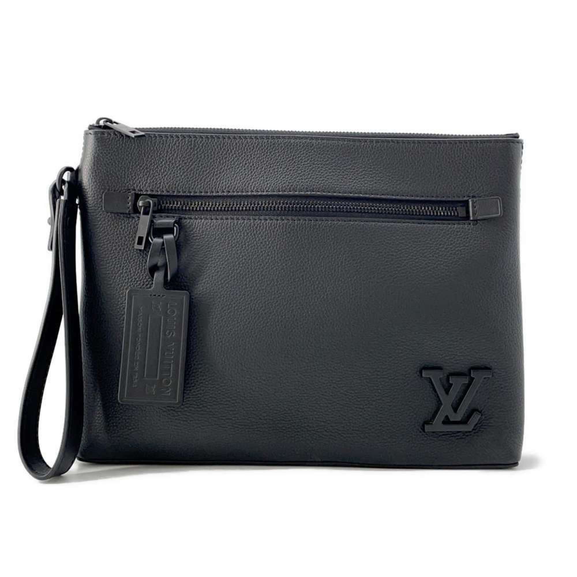 Louis Vuitton Clutch Bag Grain Leather Pochette IPAD M69837 LOUIS VUITTON Pouch Black Men's