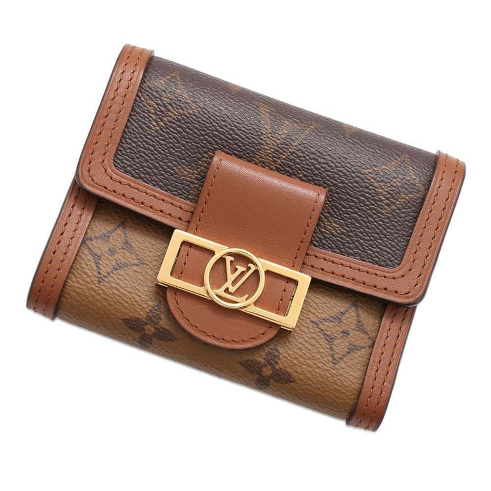 Louis Vuitton Tri-fold Wallet Monogram Reverse Portefeuille Dauphine Compact M68725