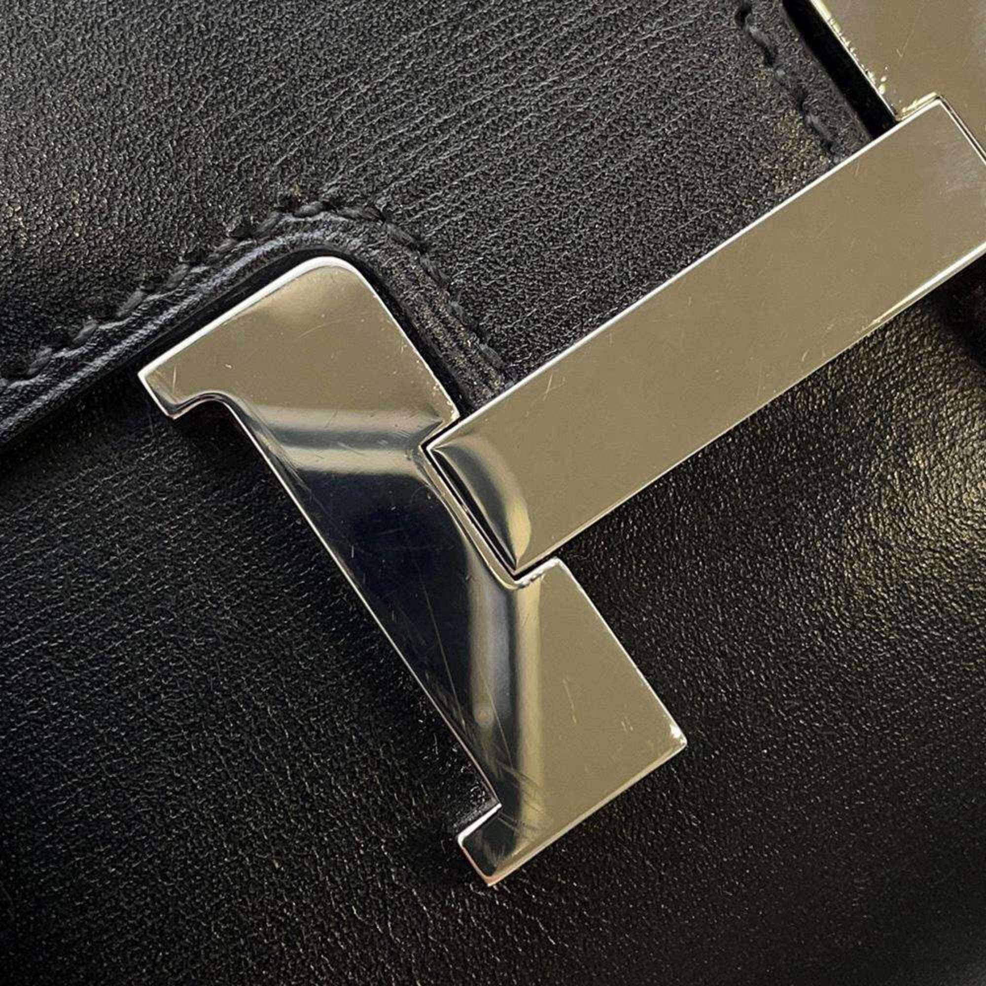 Hermes Wallet Constance Compact Black Tadelakt O Stamp HERMES