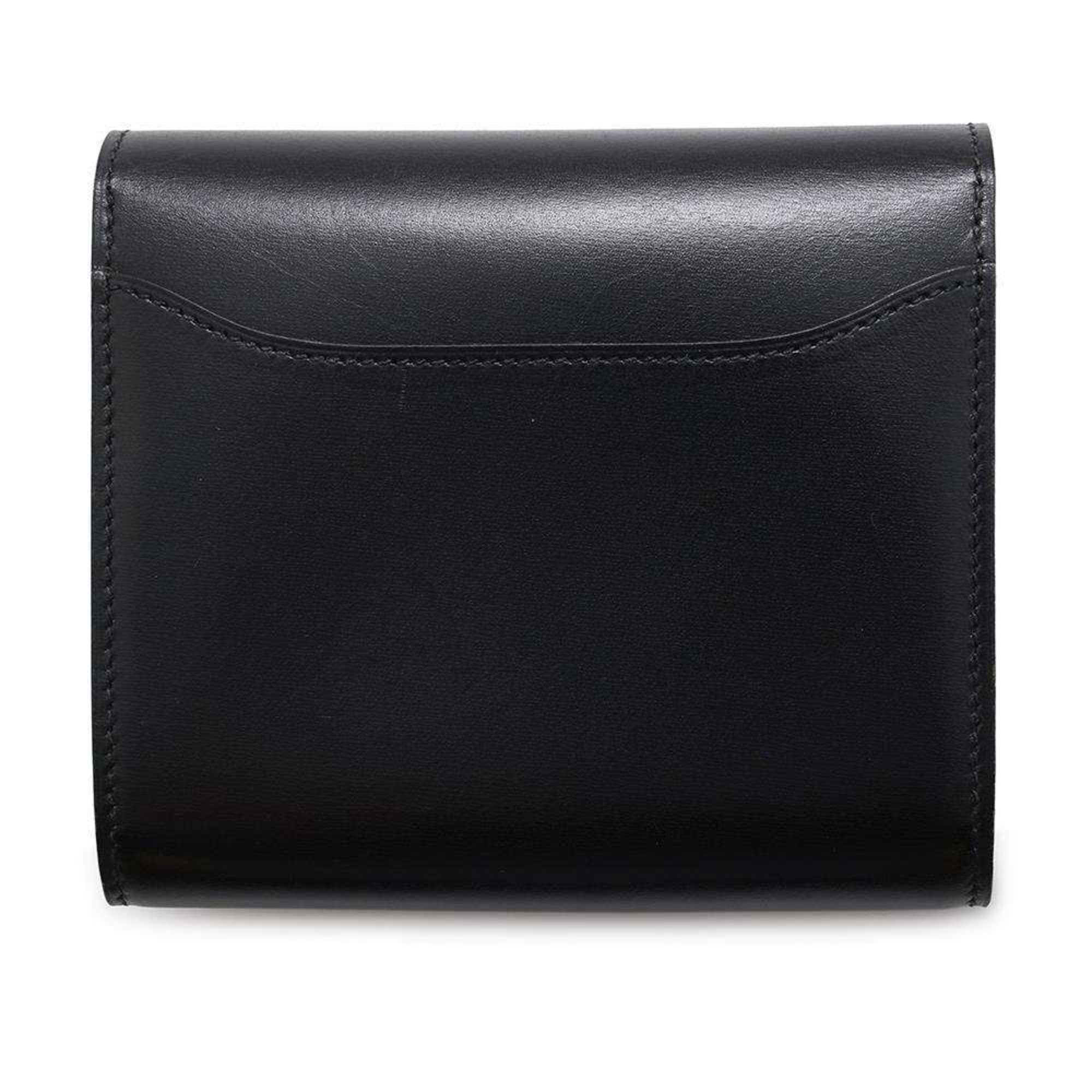 Hermes Wallet Constance Compact Black Tadelakt O Stamp HERMES