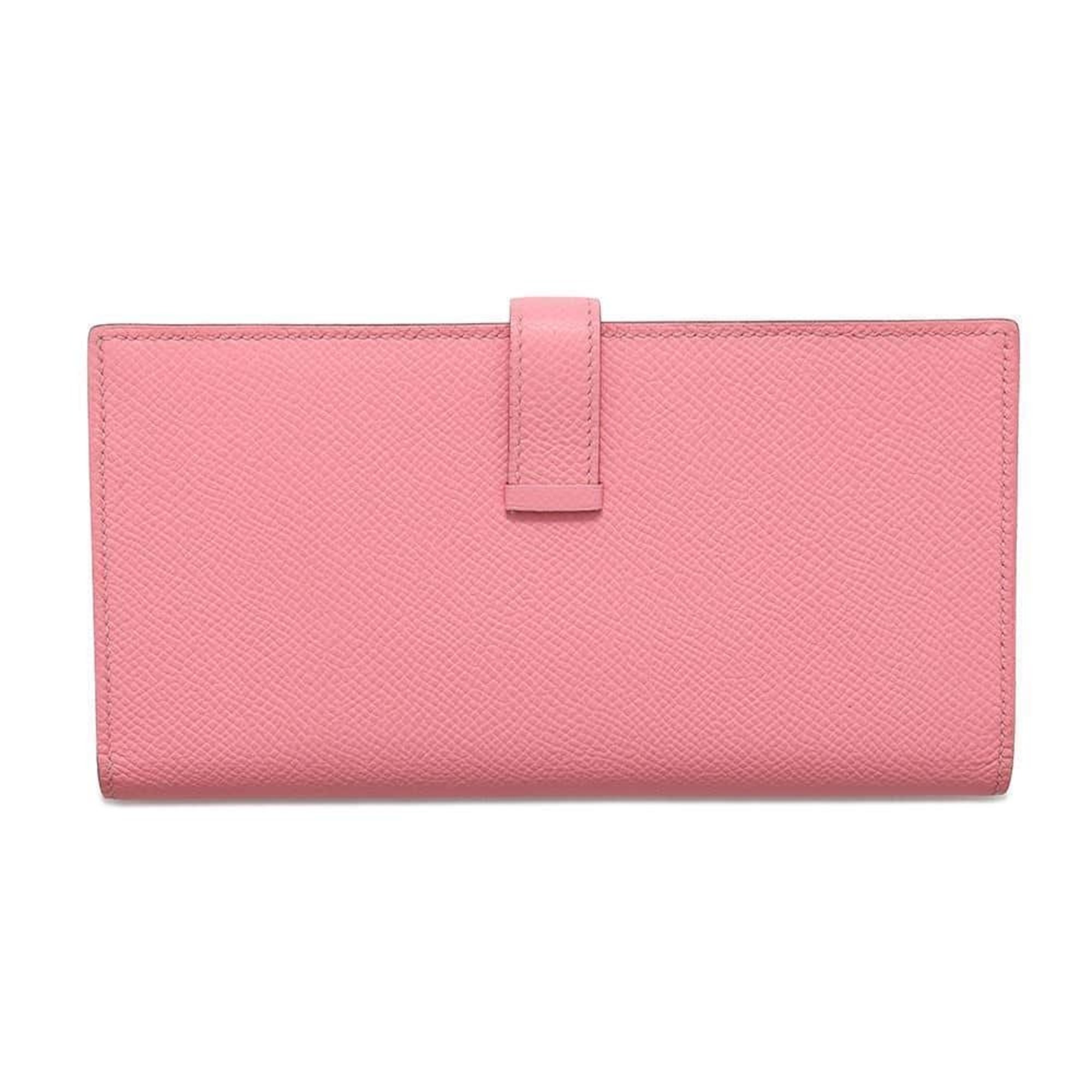 Hermes Long Wallet Bearn Soufflet Verso Rose Azalee Biscuit Epson Z Engraved