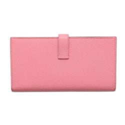 Hermes Long Wallet Bearn Soufflet Verso Rose Azalee Biscuit Epson Z Engraved