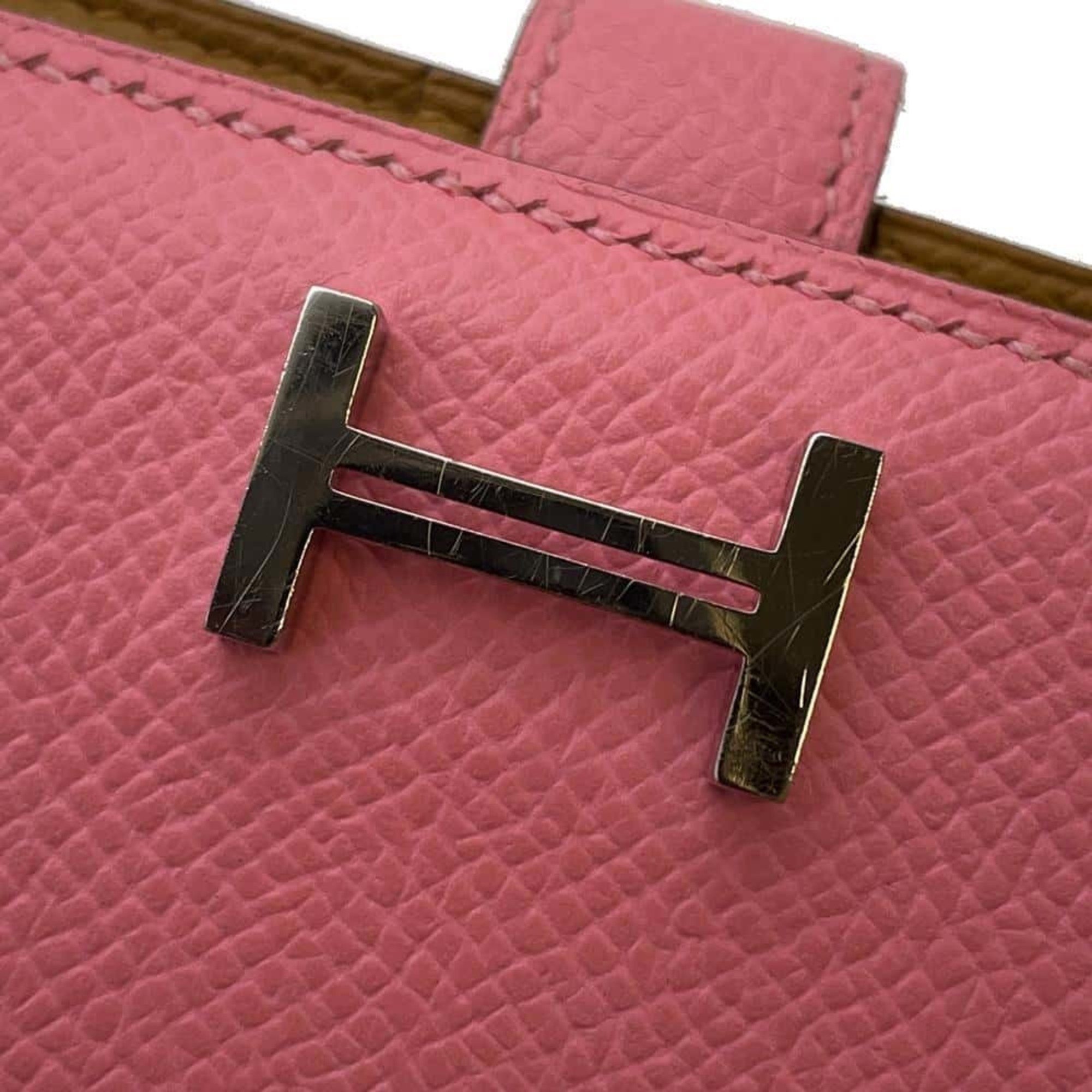 Hermes Long Wallet Bearn Soufflet Verso Rose Azalee Biscuit Epson Z Engraved