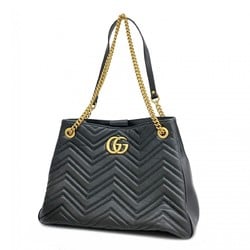 Gucci Shoulder Bag GG Marmont 453569 Leather Black Women's