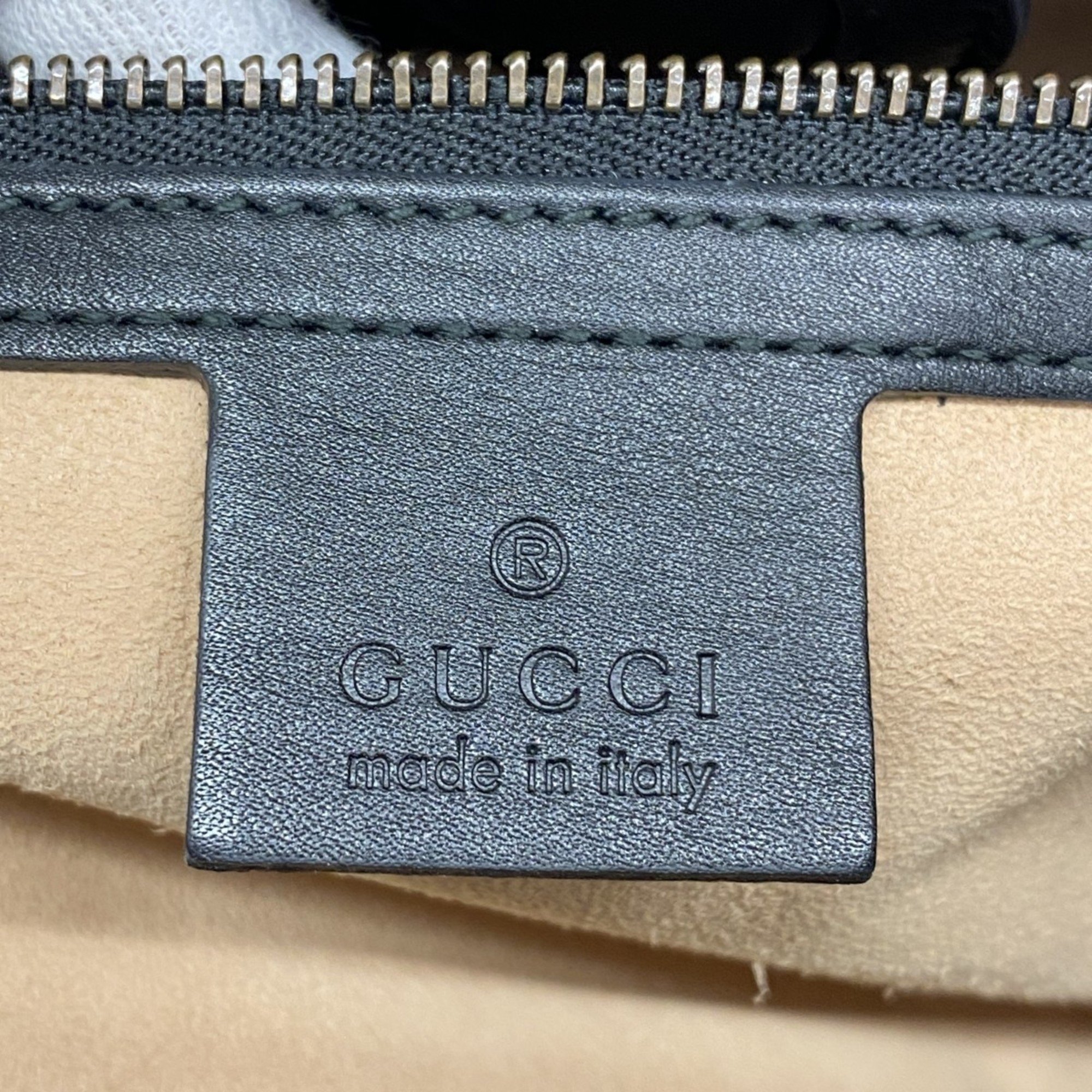 Gucci Shoulder Bag GG Marmont 453569 Leather Black Women's