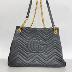 Gucci Shoulder Bag GG Marmont 453569 Leather Black Women's