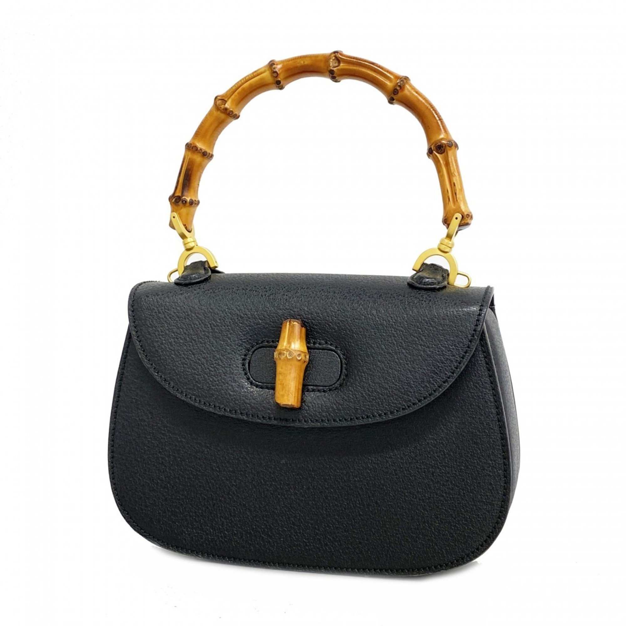 Gucci Handbag Bamboo 000 2013 0188 Leather Black Women's