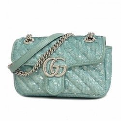 Gucci Shoulder Bag GG Marmont 446744 Sequin Mint Green Women's