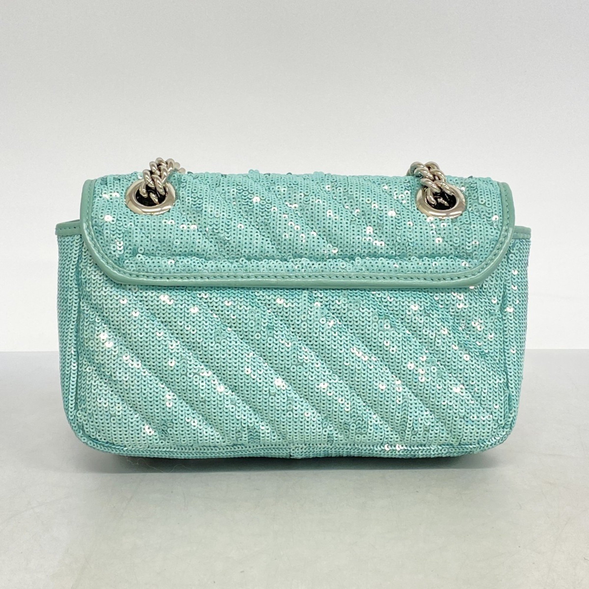 Gucci Shoulder Bag GG Marmont 446744 Sequin Mint Green Women's