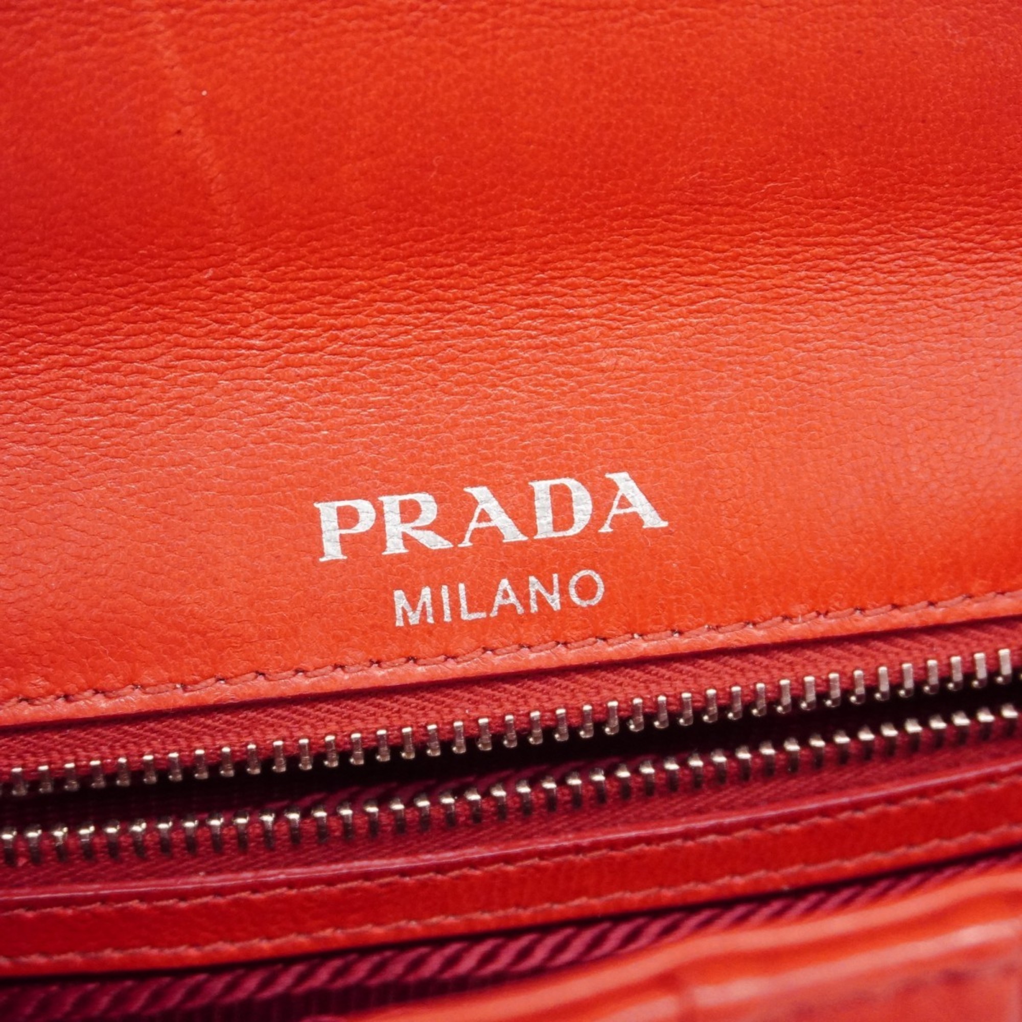 Prada Shoulder Bag Leather Red Women's