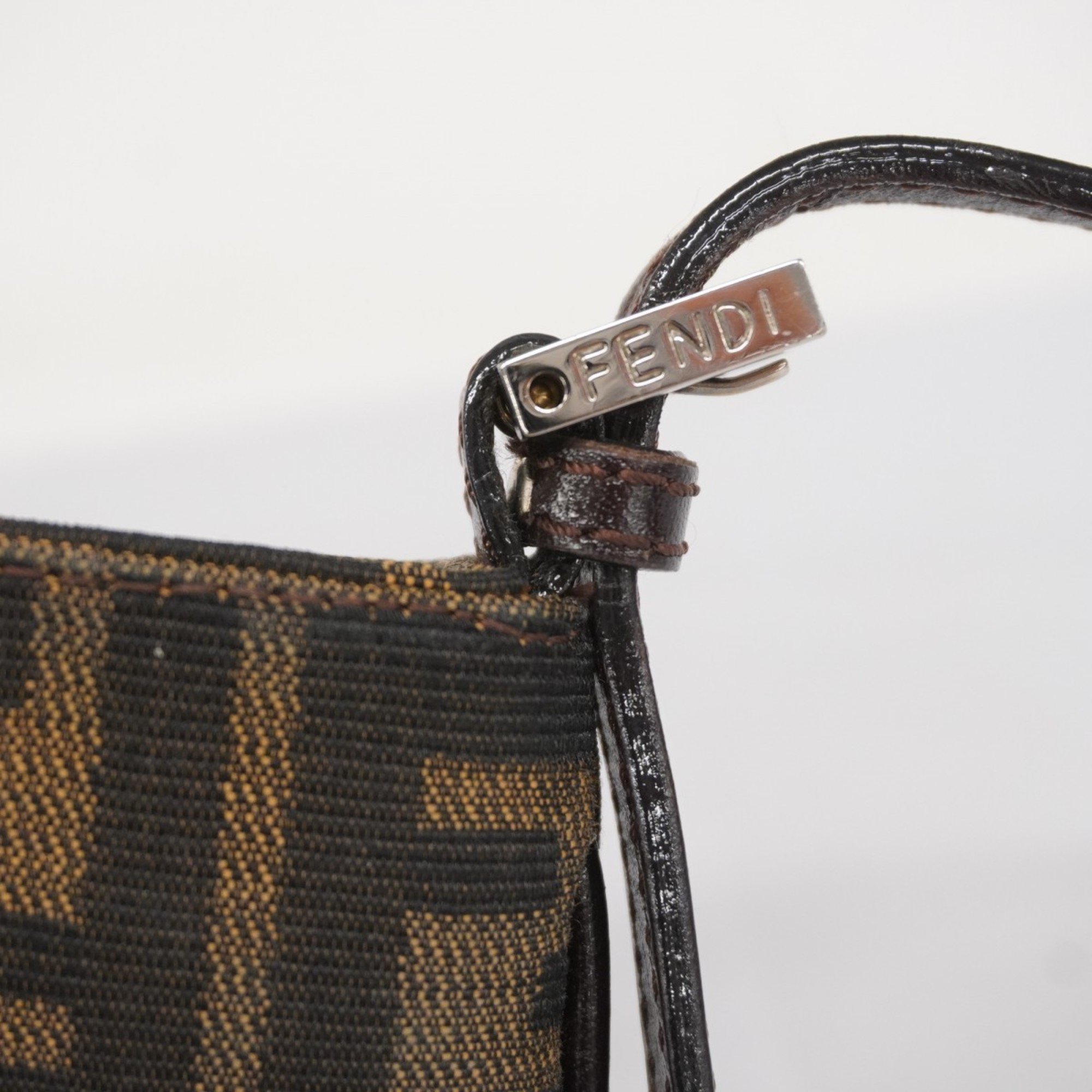 Fendi handbag Zucca nylon canvas brown ladies