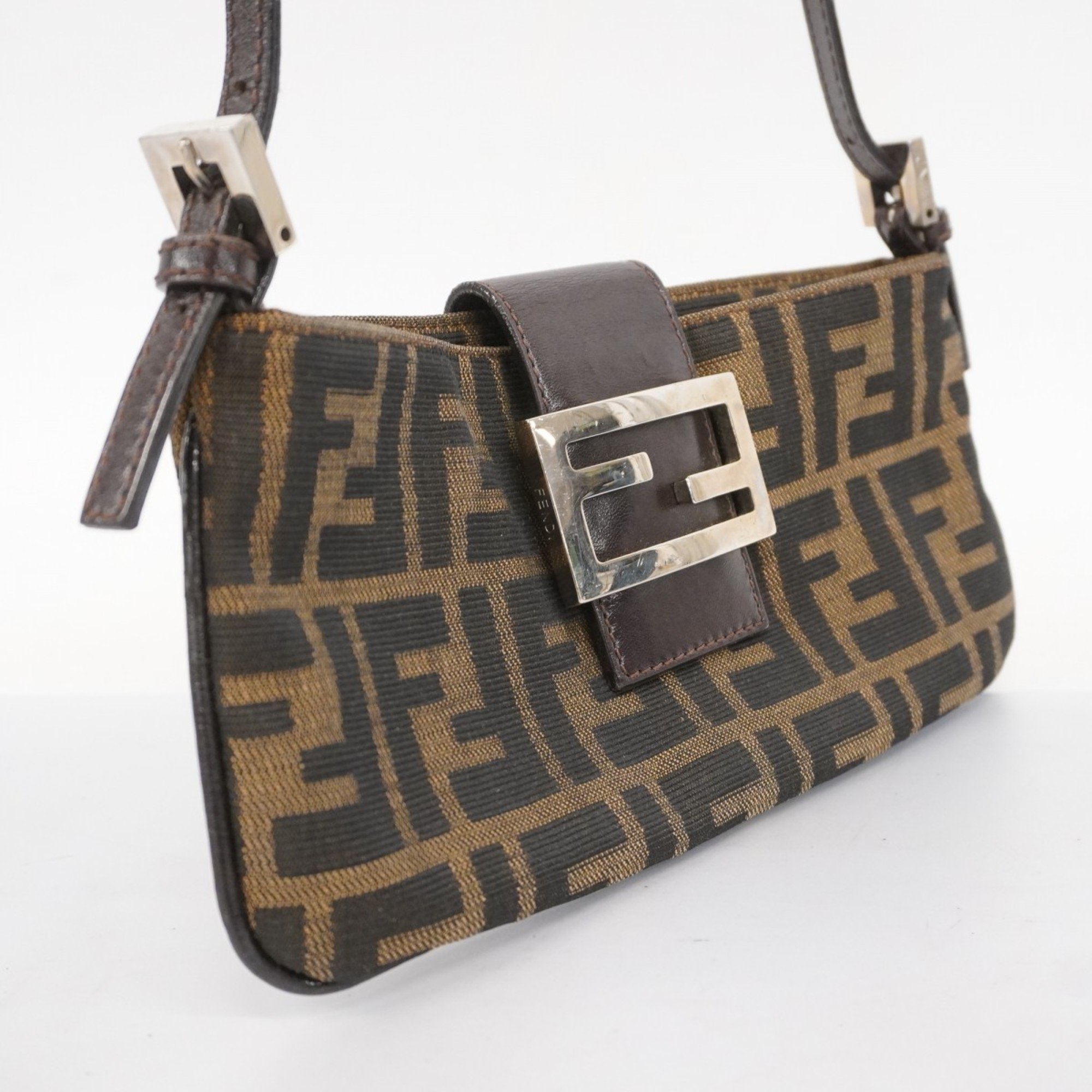 Fendi handbag Zucca nylon canvas brown ladies