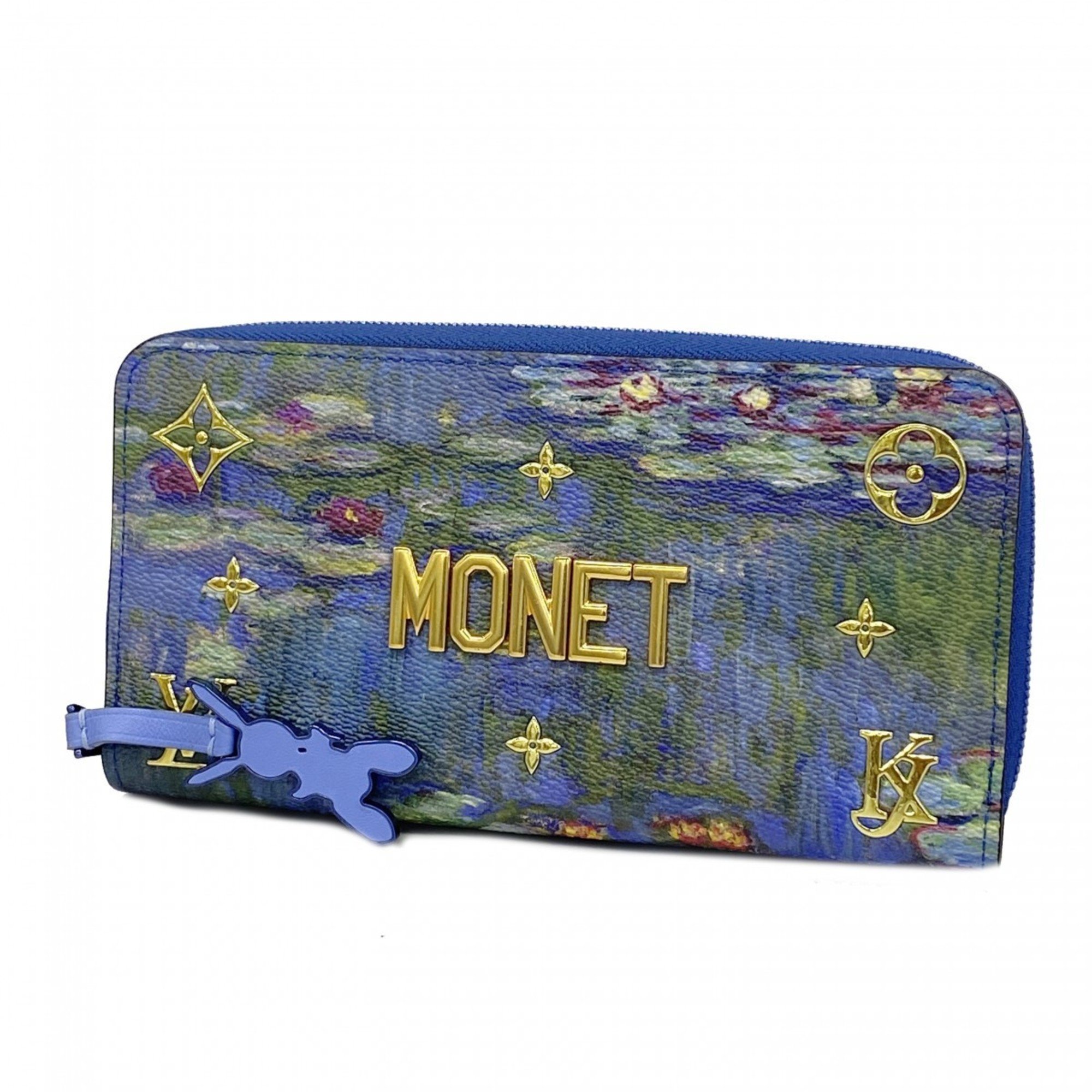 Louis Vuitton Long Wallet Masters Collection Zippy Monet M64631 Blue Ladies