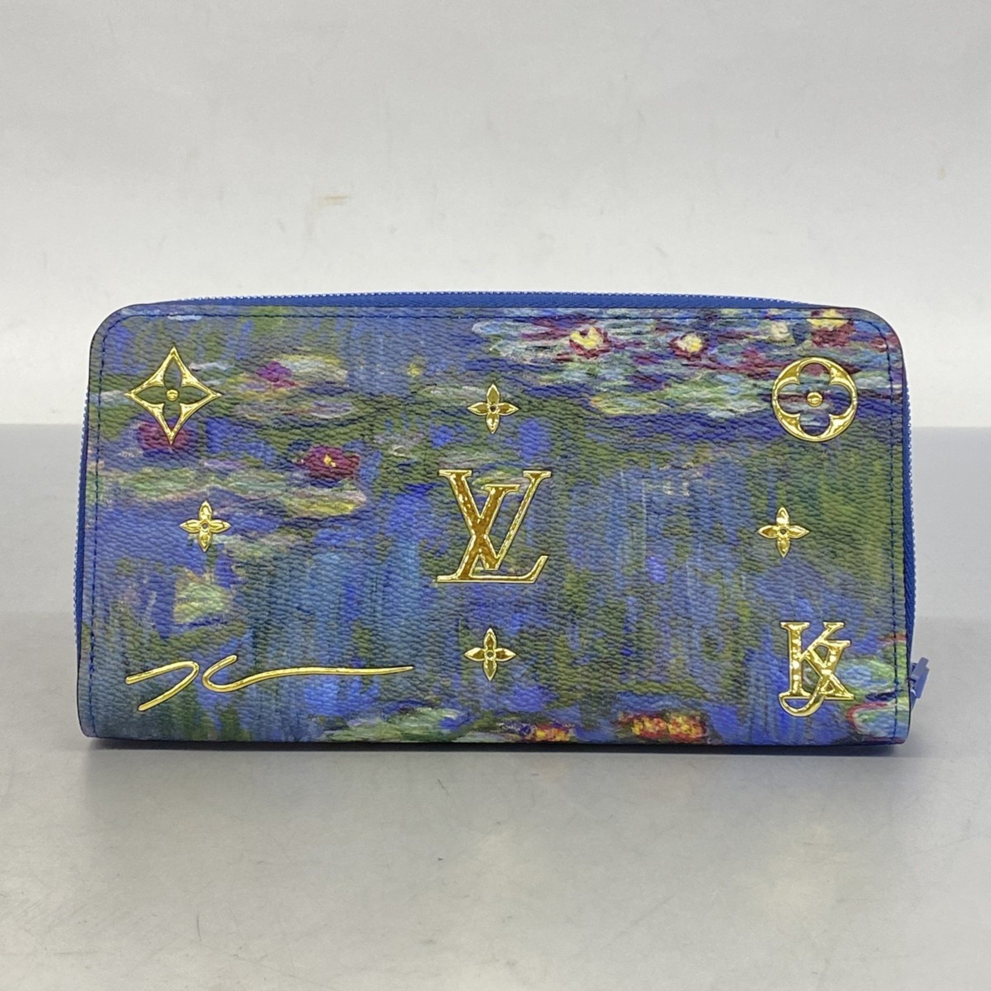 Louis Vuitton Long Wallet Masters Collection Zippy Monet M64631 Blue Ladies