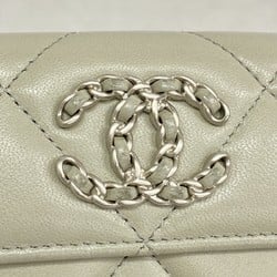 Chanel Tri-fold Wallet 19 Lambskin Grey Women's