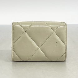 Chanel Tri-fold Wallet 19 Lambskin Grey Women's