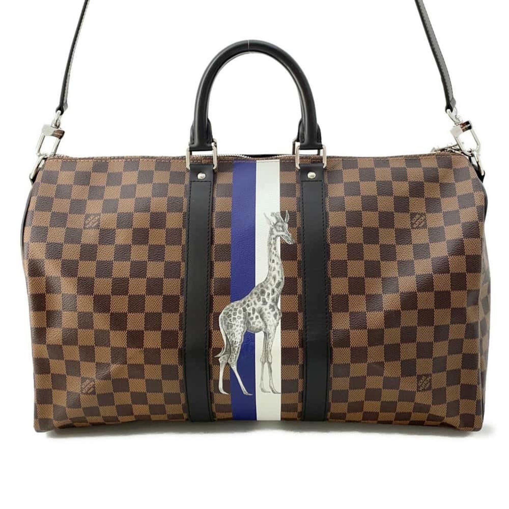 Louis Vuitton Boston Bag Damier Ebene Keepall Bandouliere N42700 Chapman Brothers 2-way Shoulder