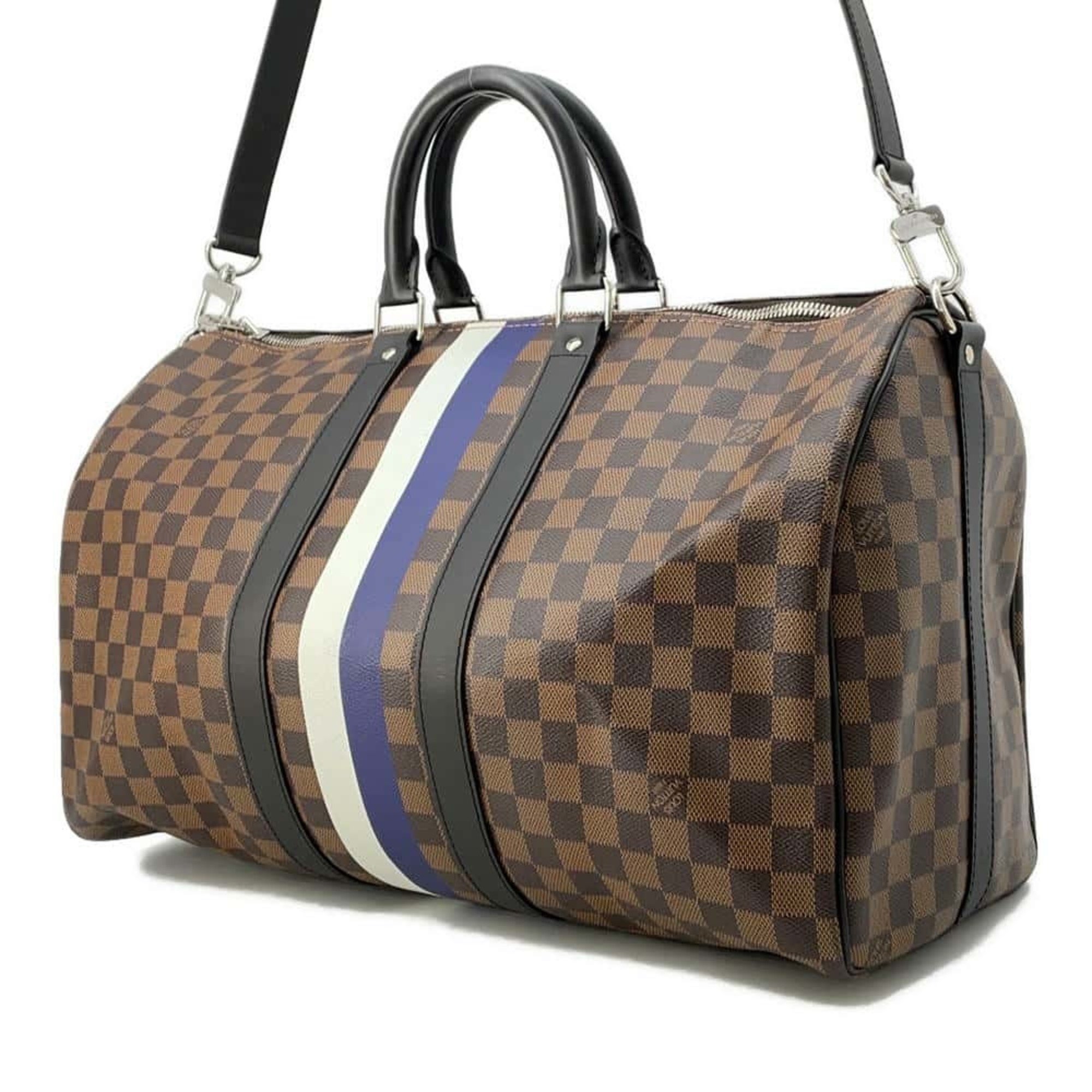 Louis Vuitton Boston Bag Damier Ebene Keepall Bandouliere N42700 Chapman Brothers 2-way Shoulder