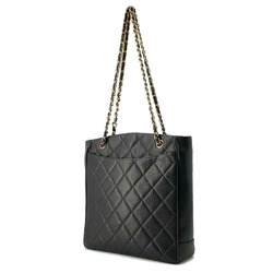 Chanel Chain Shoulder Bag Matelasse Coco Mark Caviar Skin CHANEL Tote Black