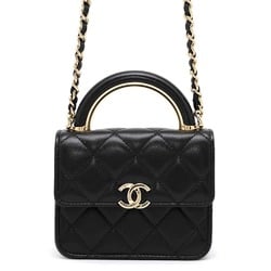 Chanel Chain Shoulder Bag Coco Mark Matelasse Lambskin CHANEL Black