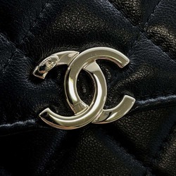 Chanel Chain Shoulder Bag Coco Mark Matelasse Lambskin CHANEL Black