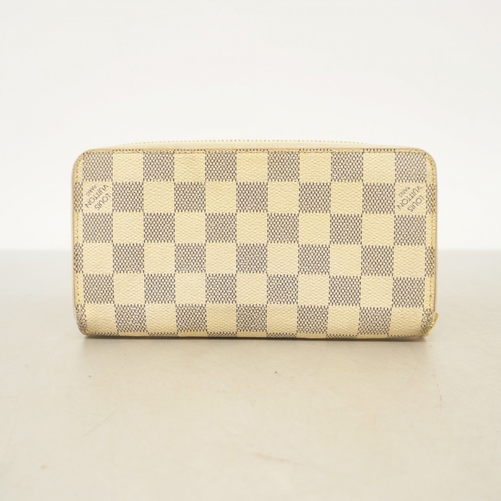 Louis Vuitton Long Wallet Damier Azur Zippy N41660 White Men's Women's