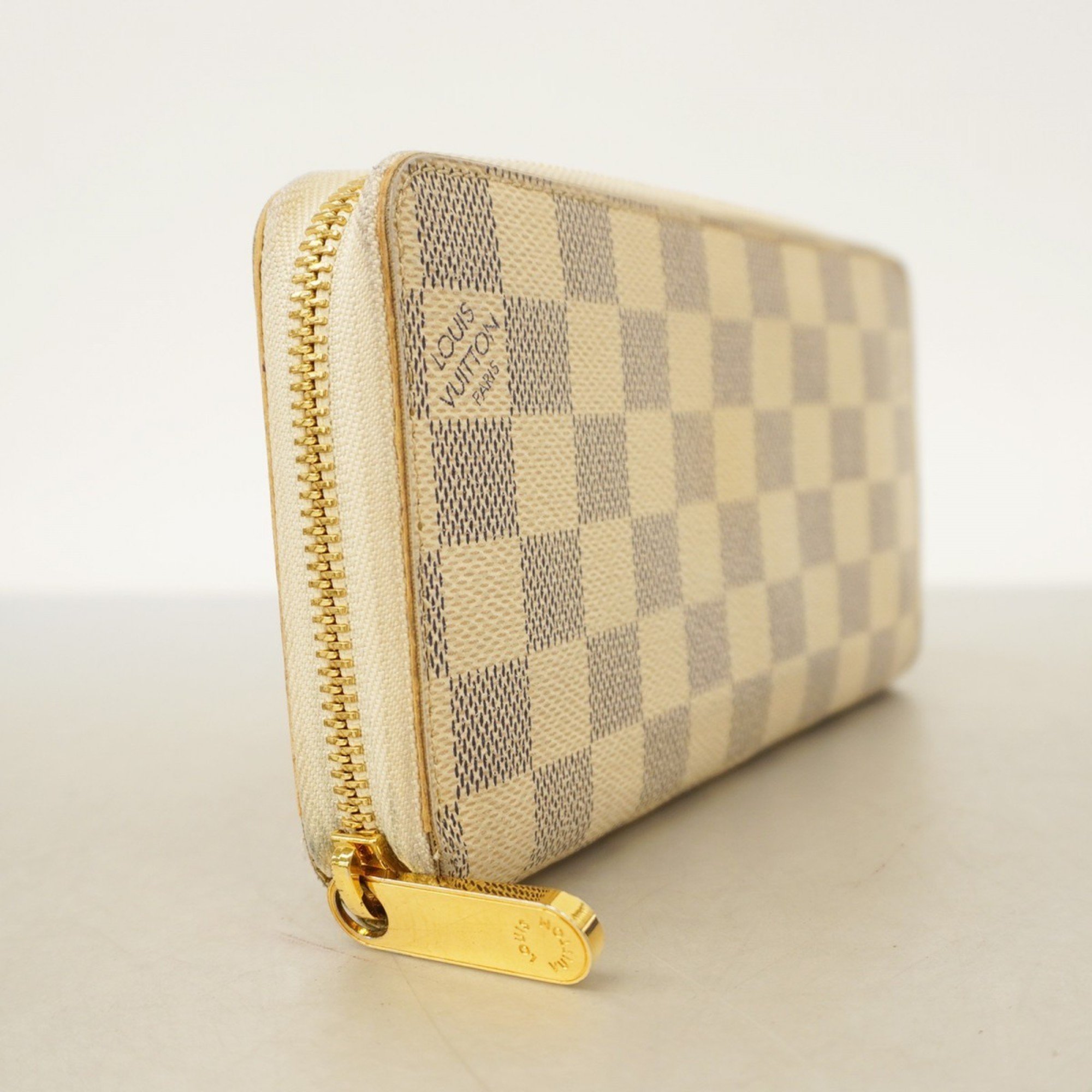 Louis Vuitton Long Wallet Damier Azur Zippy N41660 White Men's Women's