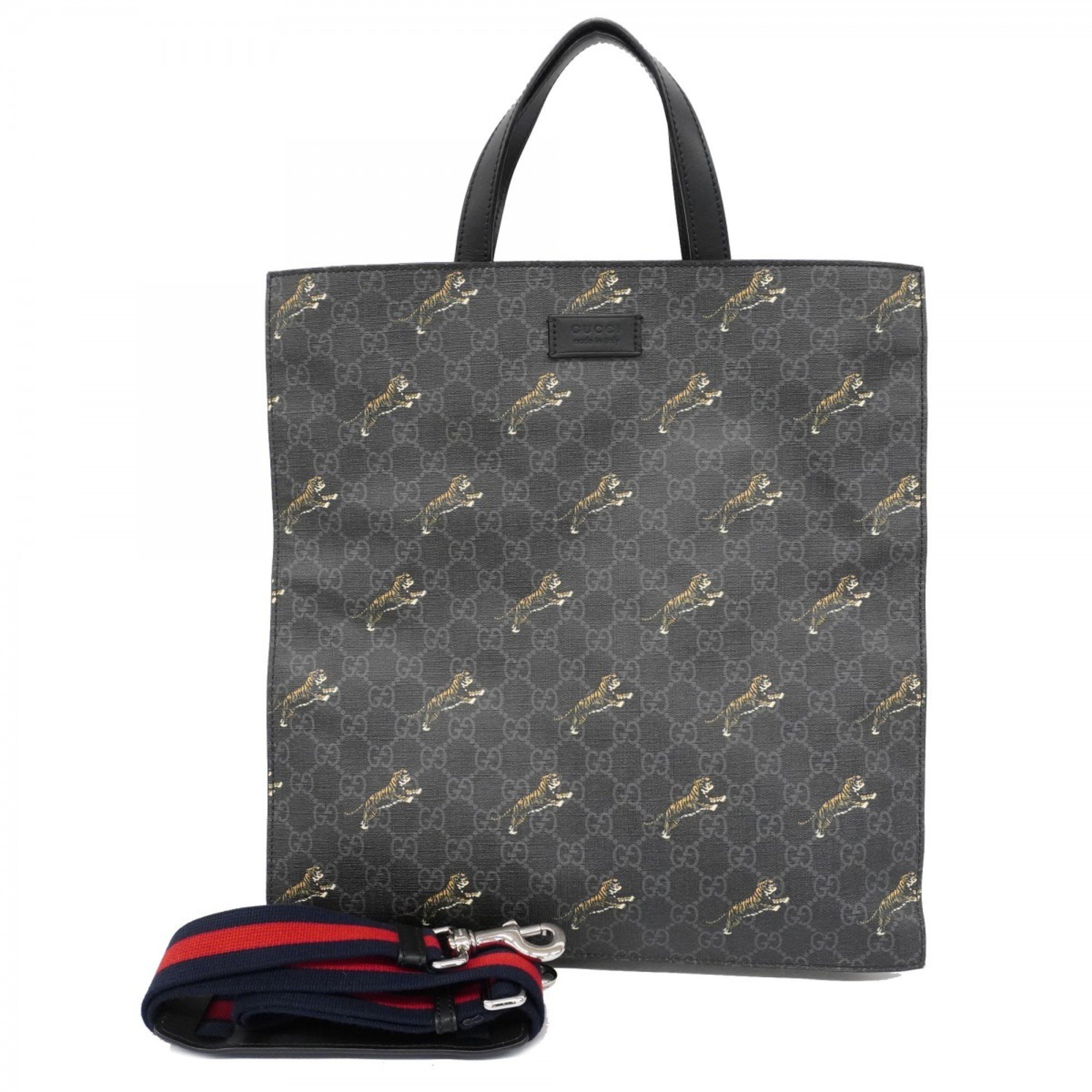 Gucci Tote Bag GG Supreme Sherry Line 495559 Black Men's