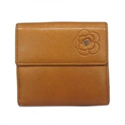 chanel wallet camellia leather brown ladies