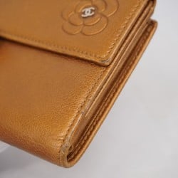 chanel wallet camellia leather brown ladies