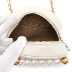 Chanel Chain Shoulder Bag Coco Mark Matelasse Round Lambskin AP0999 CHANEL White