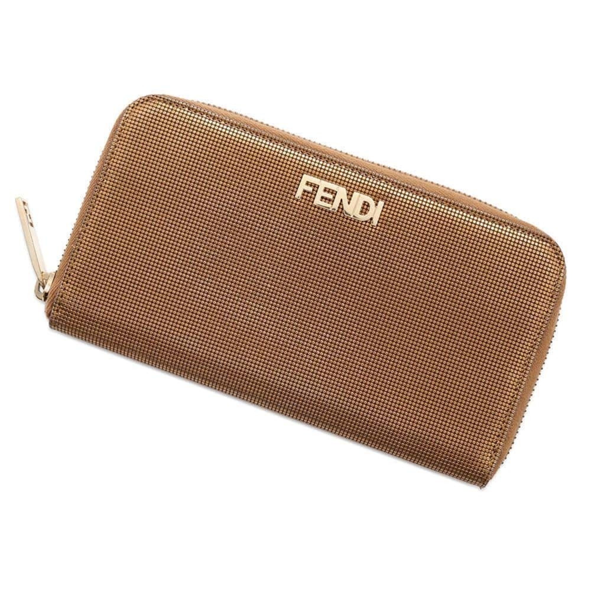 Fendi Long Wallet Round Zip Leather 8M0024 FENDI Gold