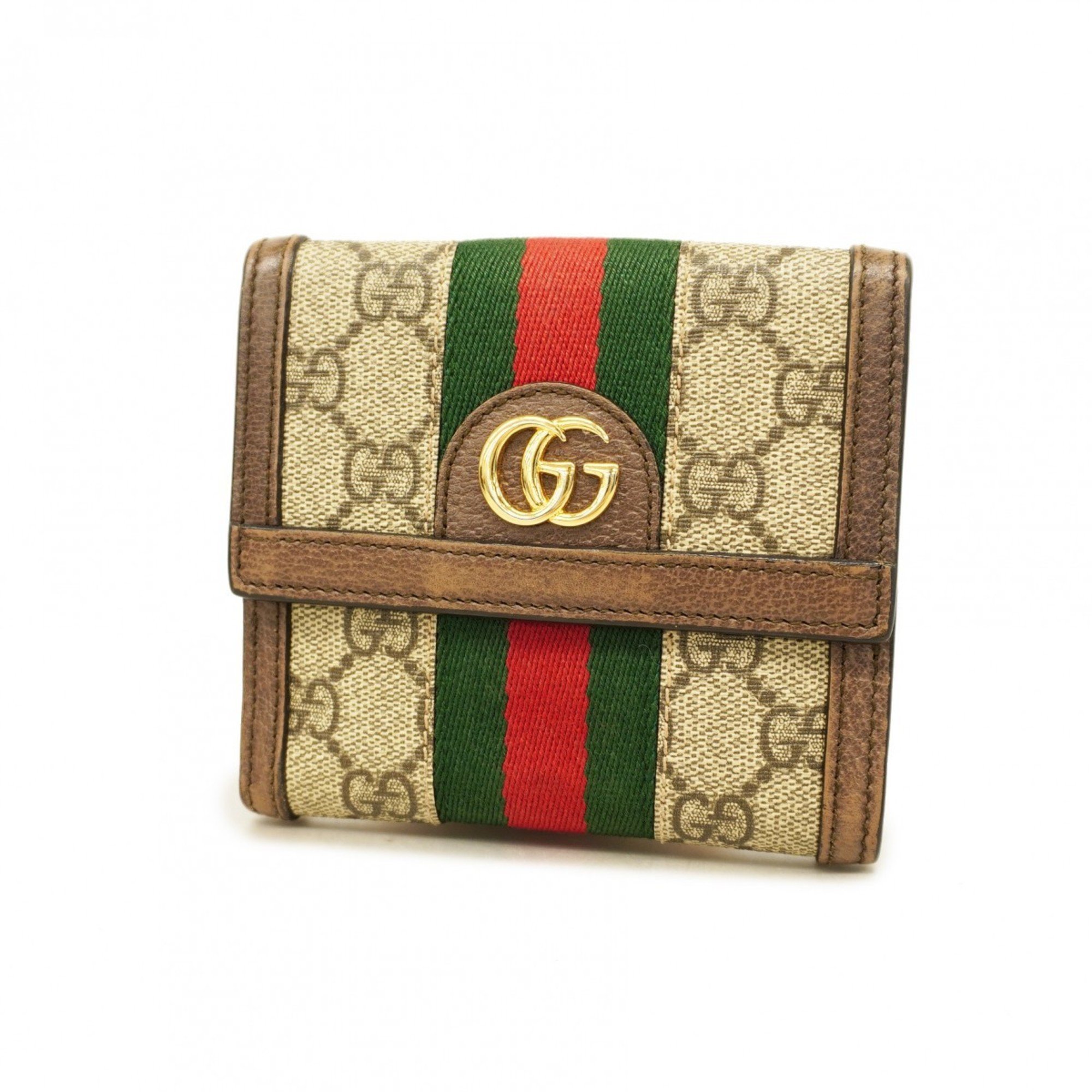 Gucci Wallet Ophidia 523173 Beige Brown Women's