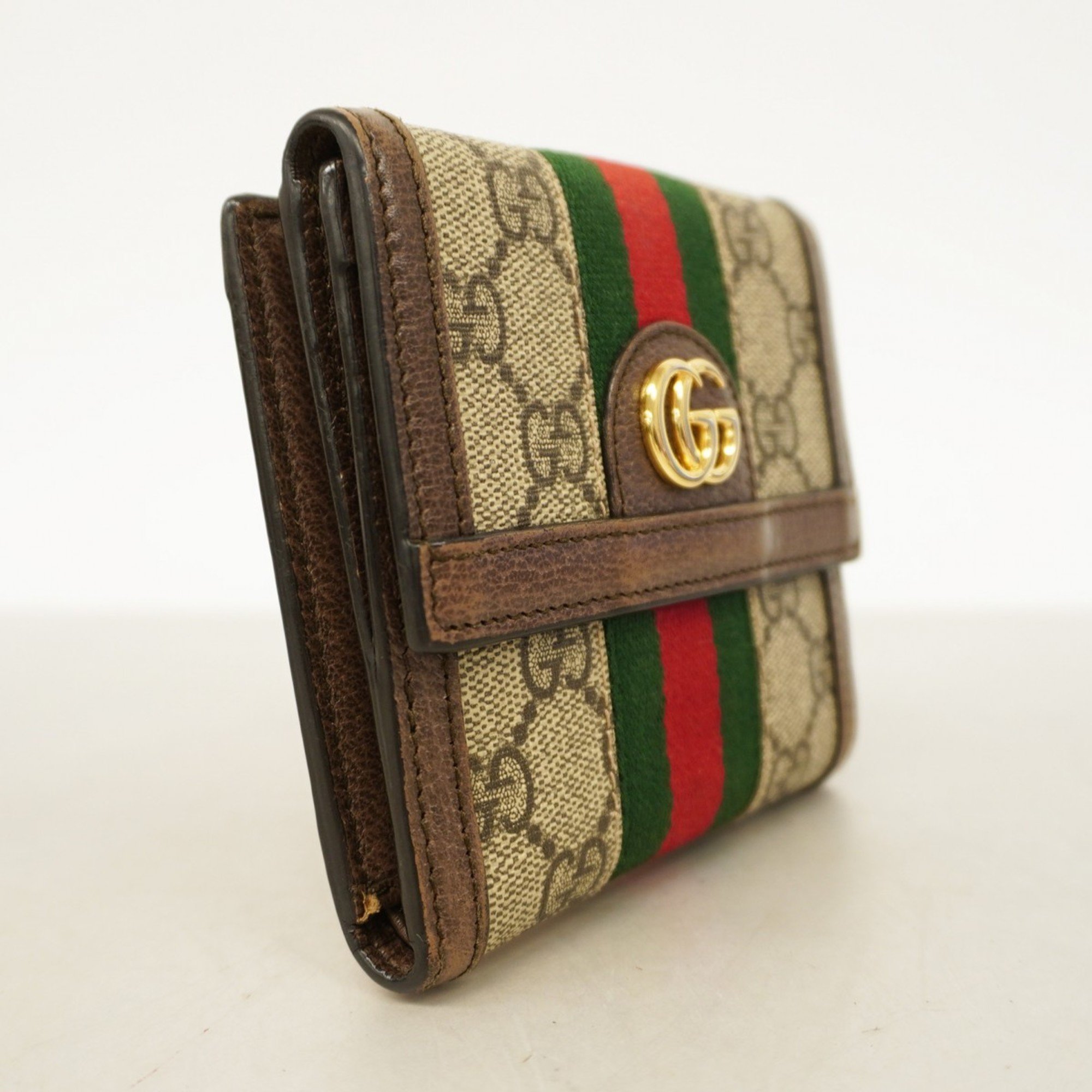 Gucci Wallet Ophidia 523173 Beige Brown Women's