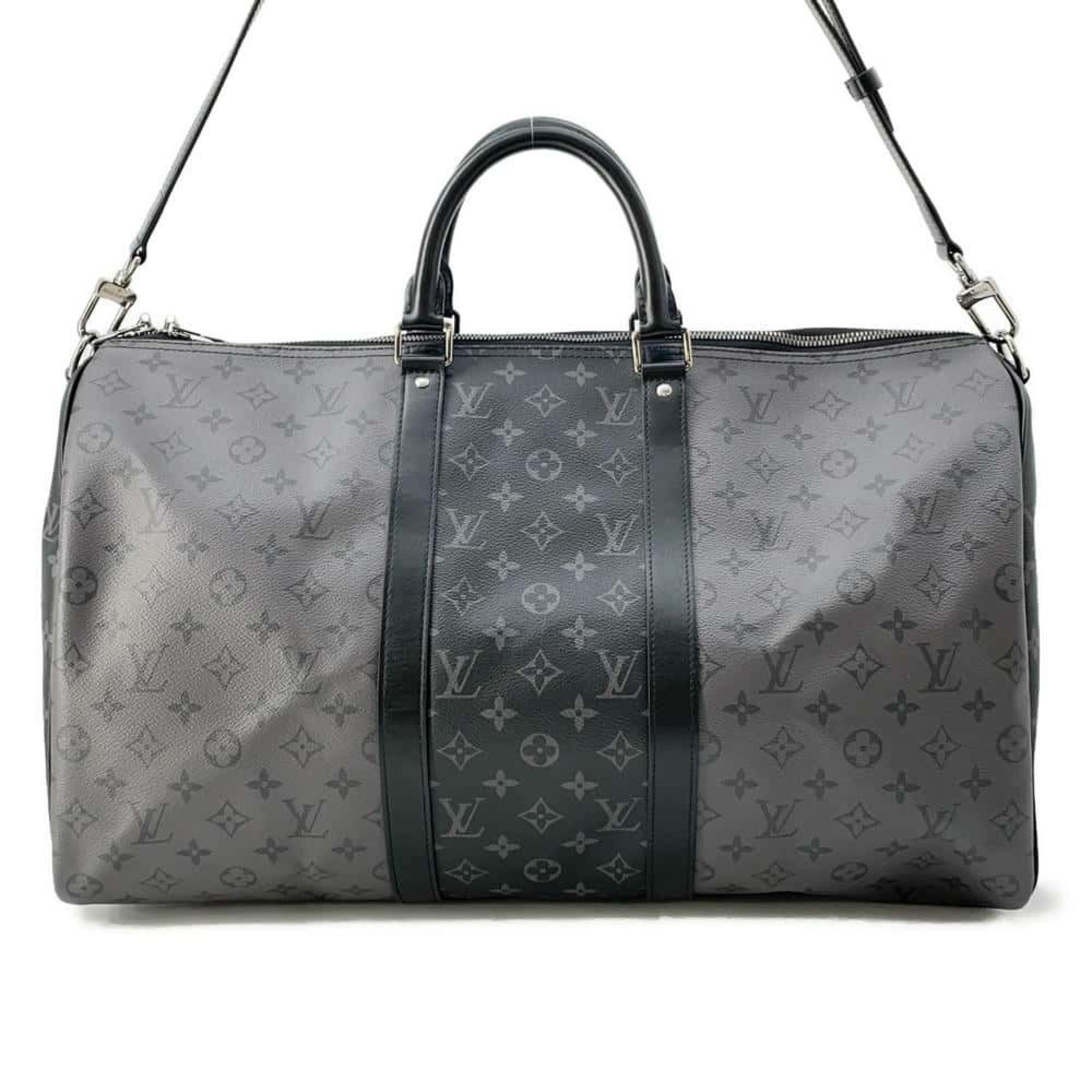 Louis Vuitton Boston Bag Monogram Eclipse Reverse Keepall Bandouliere 50 M45392 2way Shoulder Black