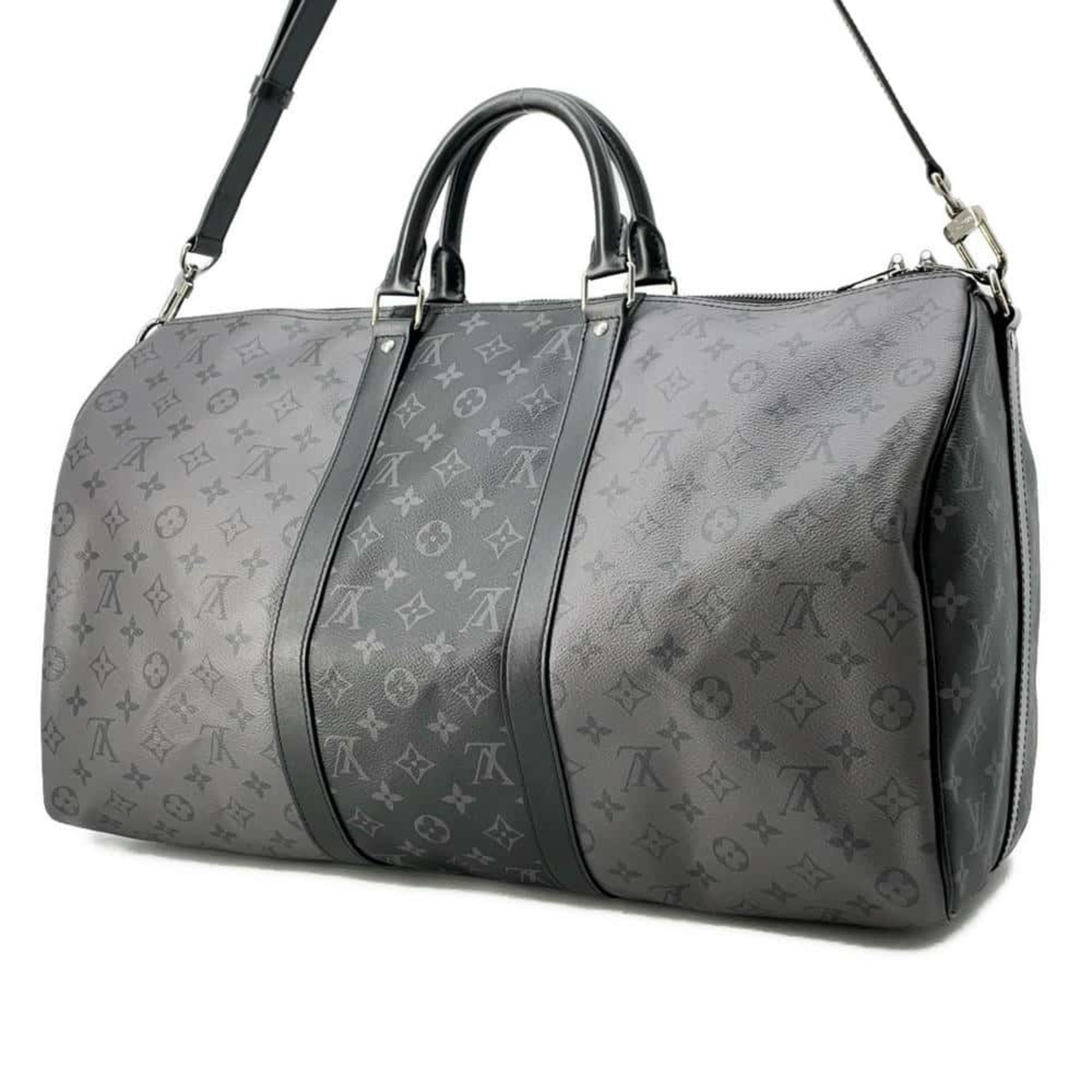 Louis Vuitton Boston Bag Monogram Eclipse Reverse Keepall Bandouliere 50 M45392 2way Shoulder Black