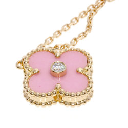 Van Cleef & Arpels Alhambra Sèvres 1P Diamond Necklace K18 Pink Gold Women's