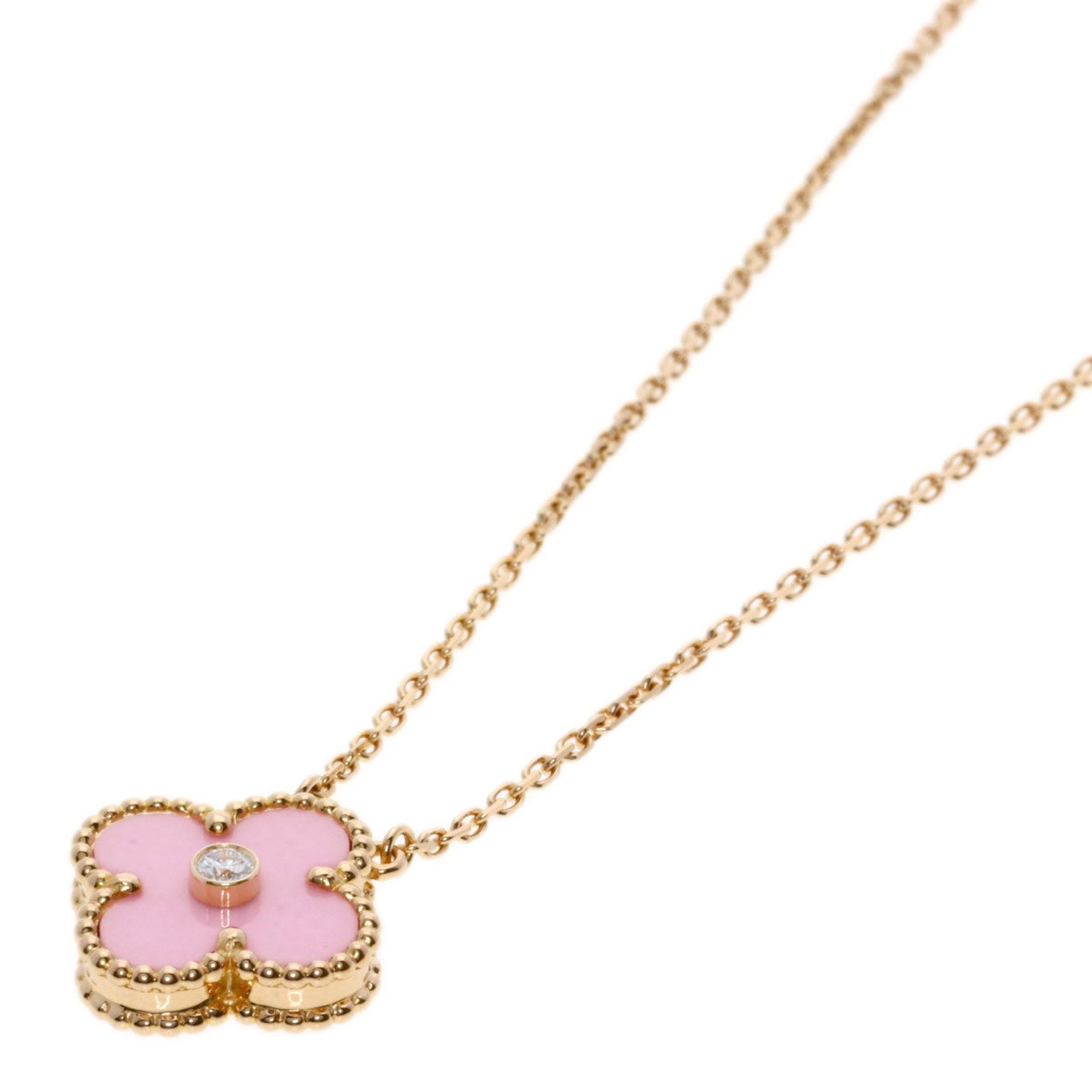 Van Cleef & Arpels Alhambra Sèvres 1P Diamond Necklace K18 Pink Gold Women's