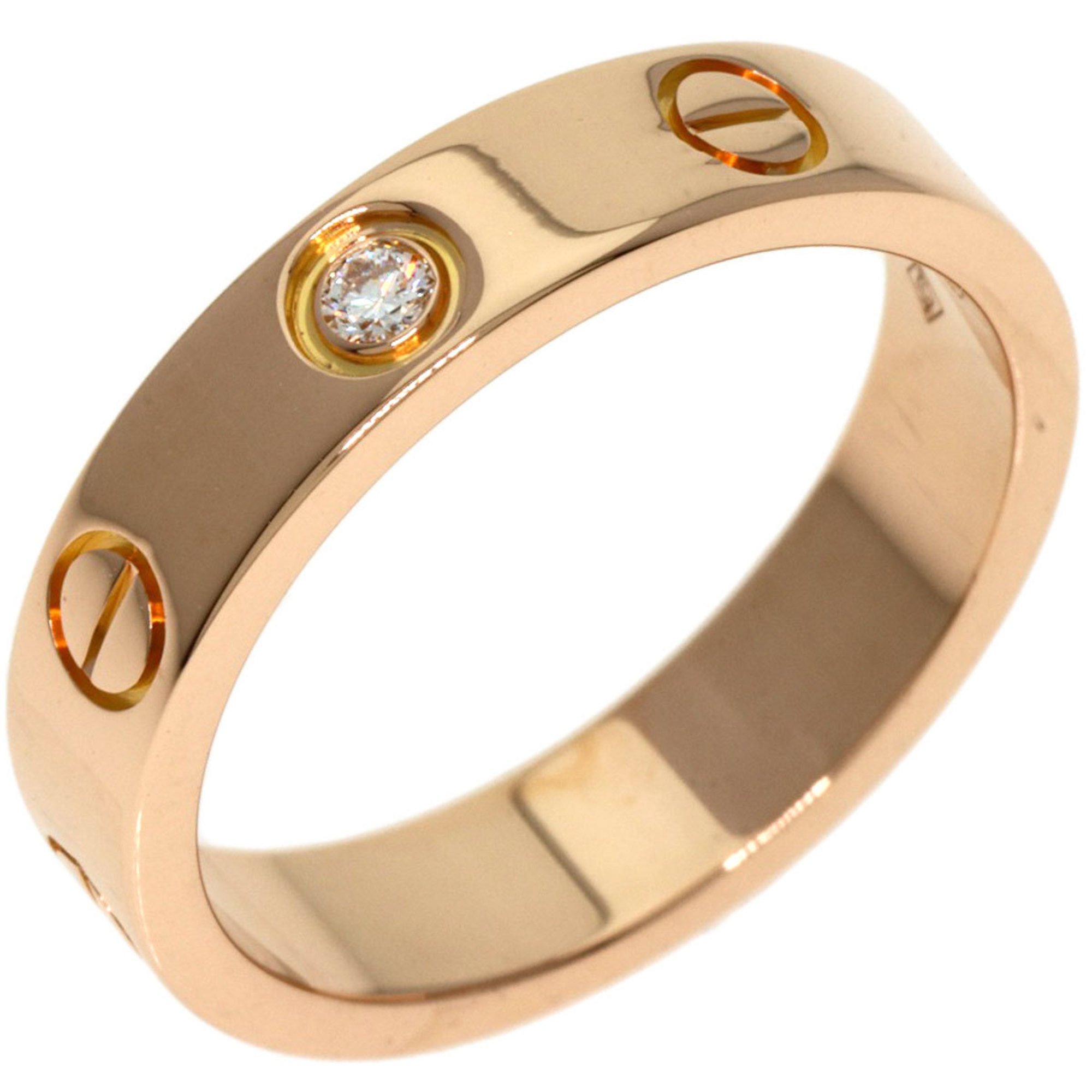 Cartier Love Ring 1P Diamond #49 K18 Pink Gold Women's CARTIER