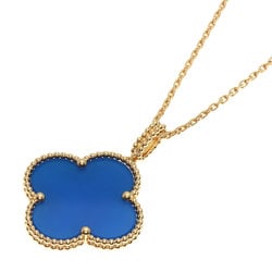 Van Cleef & Arpels Magic Alhambra Blue Agate Necklace K18 Yellow Gold Women's