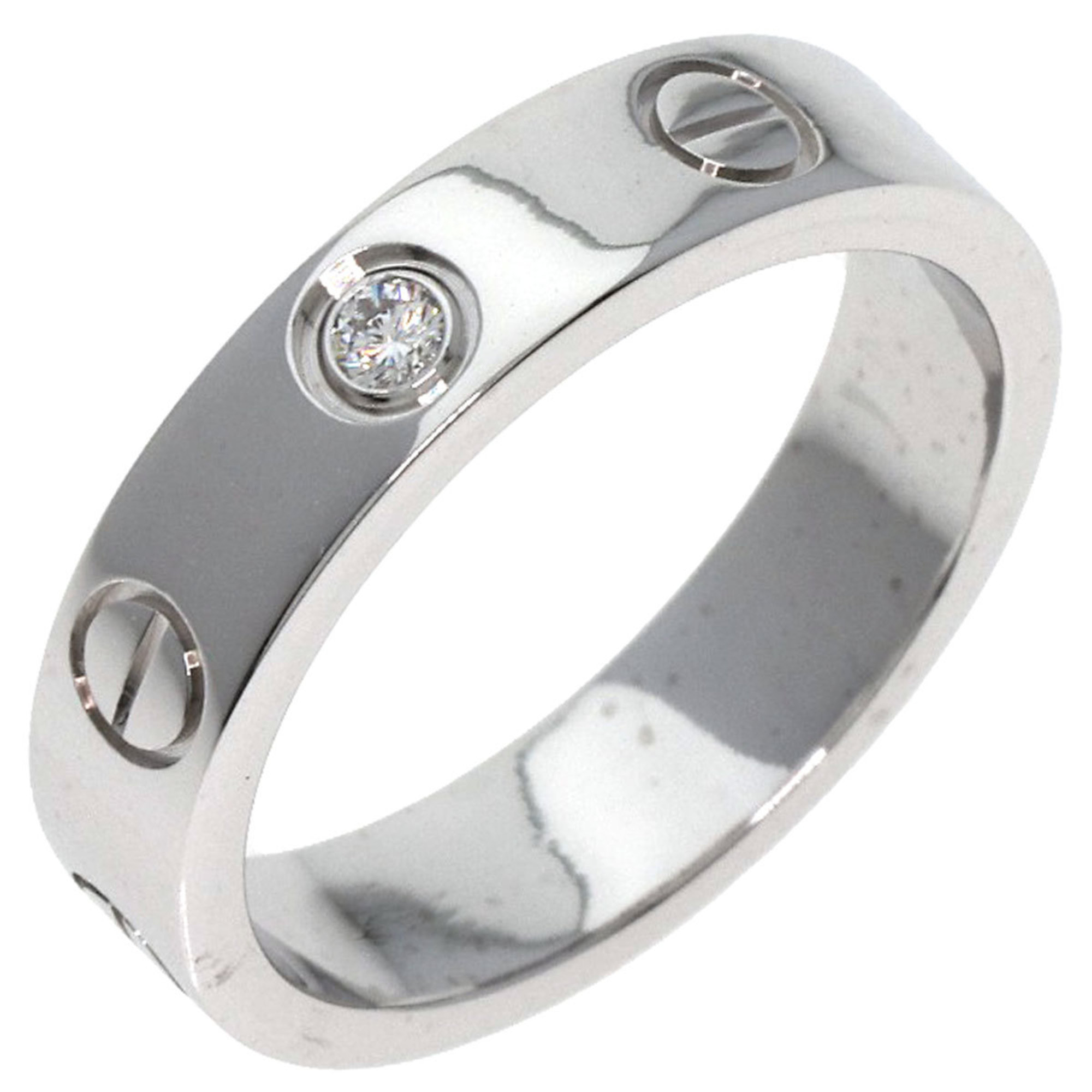 Cartier Love Ring 1P Diamond #46 K18 White Gold Women's CARTIER