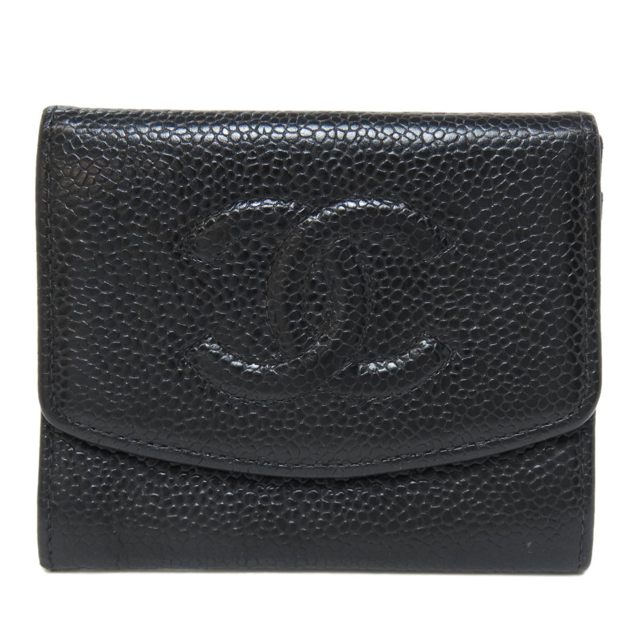 CHANEL Coco Mark Wallet/Coin Case Caviar Skin Women's