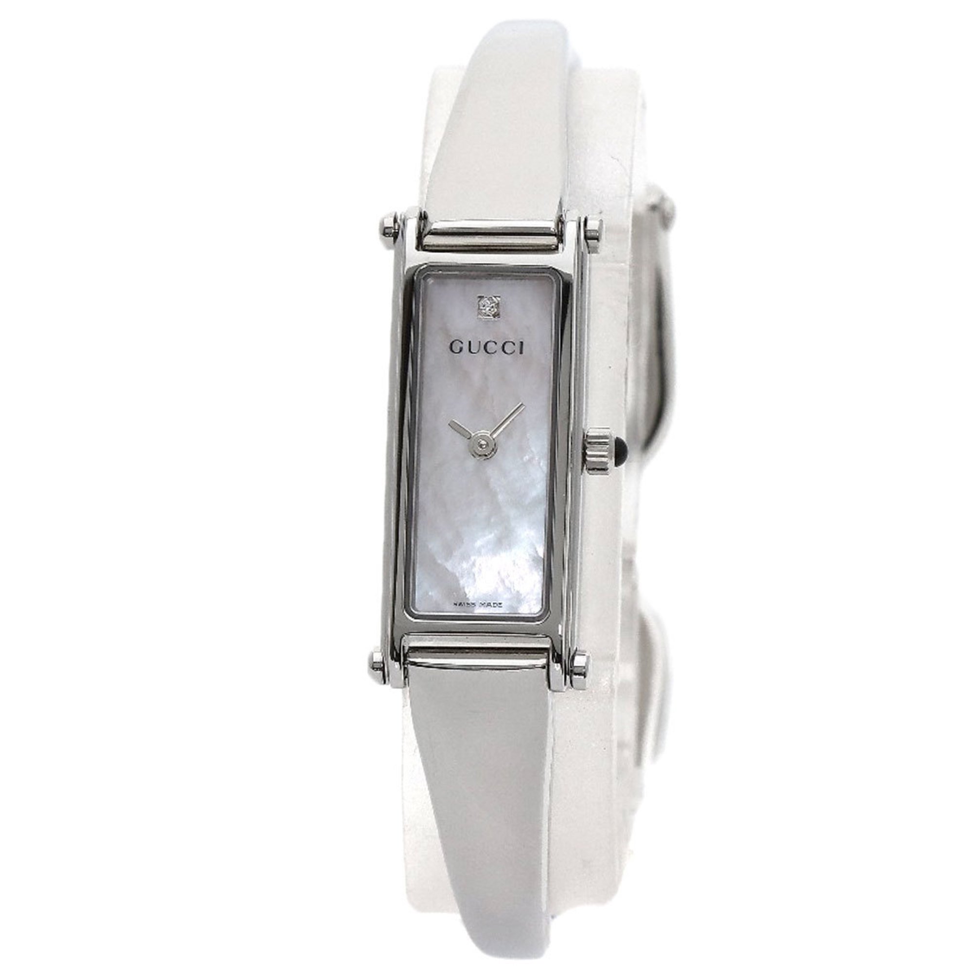 Gucci 1500L Square Face 1P Diamond Watch Stainless Steel SS Ladies GUCCI