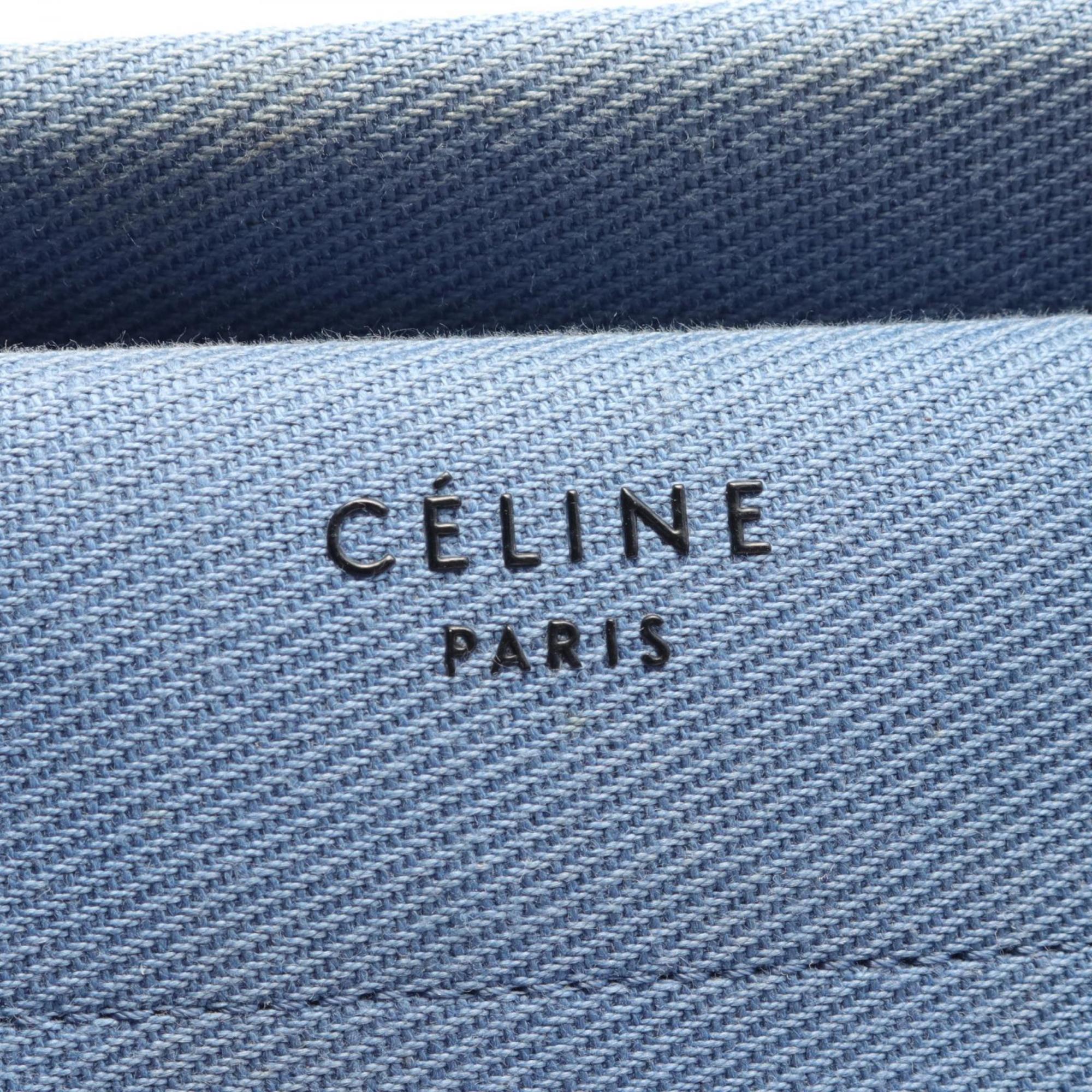 CELINE Luggage Phantom Tote Bag Canvas Leather Women's Blue Black 169953