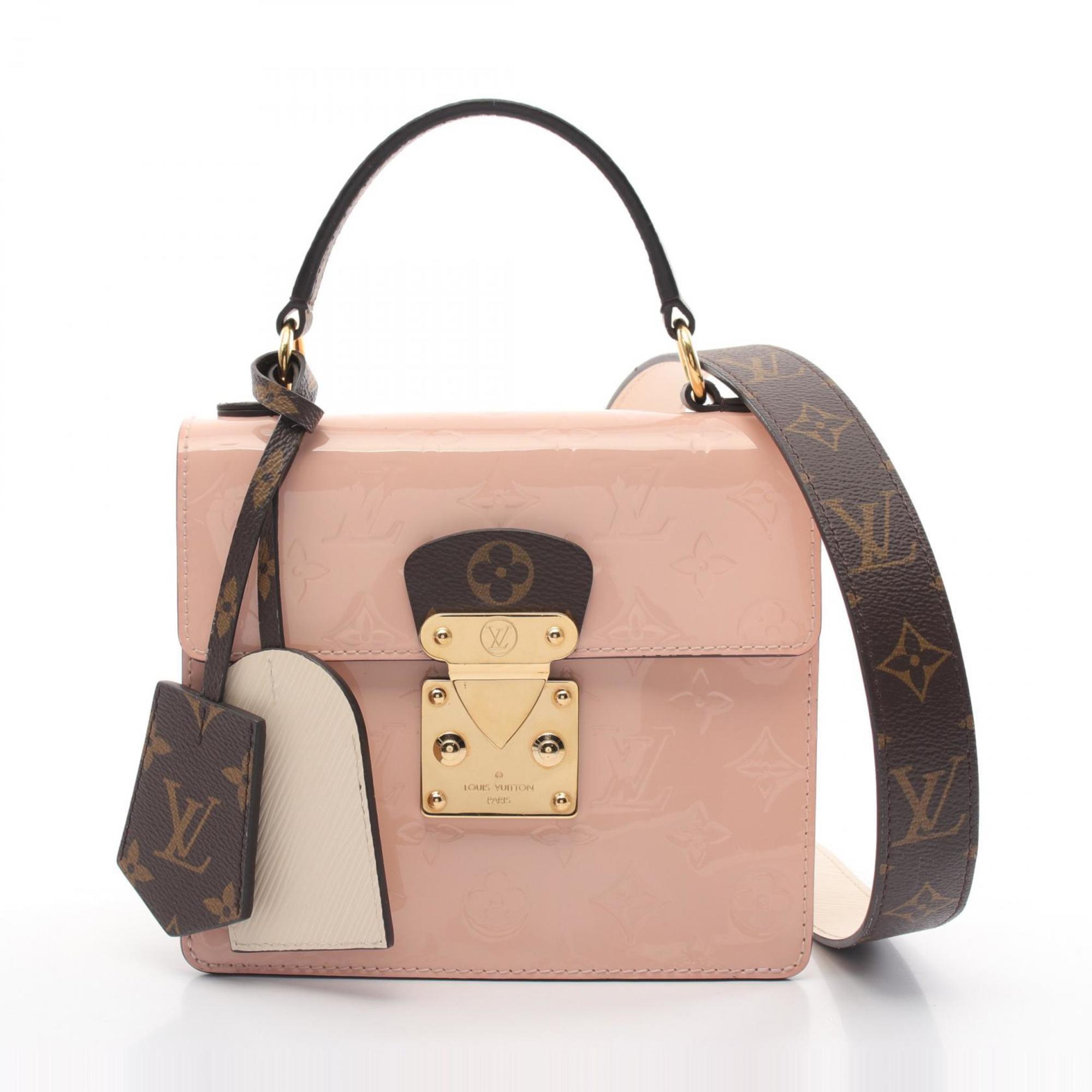 LOUIS VUITTON Spring Street PM Monogram Handbag Bag Leather Coated Canvas Vernis Women's Pink Ivory Brown M90468