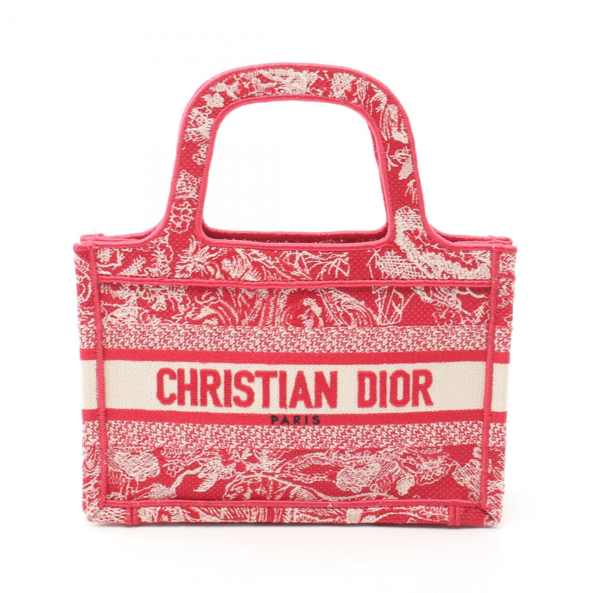 Christian Dior Dior BO TOTE Book Tote Handbag Bag Canvas Women's Red White