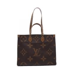 LOUIS VUITTON On the Go GM Tote Bag, Coated Canvas, Monogram Giant Reverse, Women's, Brown, Beige, M44576