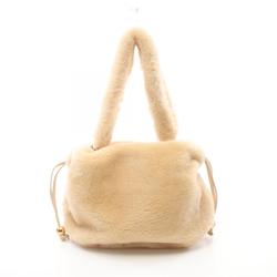 BOTTEGA VENETA Valve Handbag Bag Lamb Shearling Women's Beige 680696