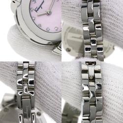 Salvatore Ferragamo Gancini 12P Diamond Watch Stainless Steel SS Ladies