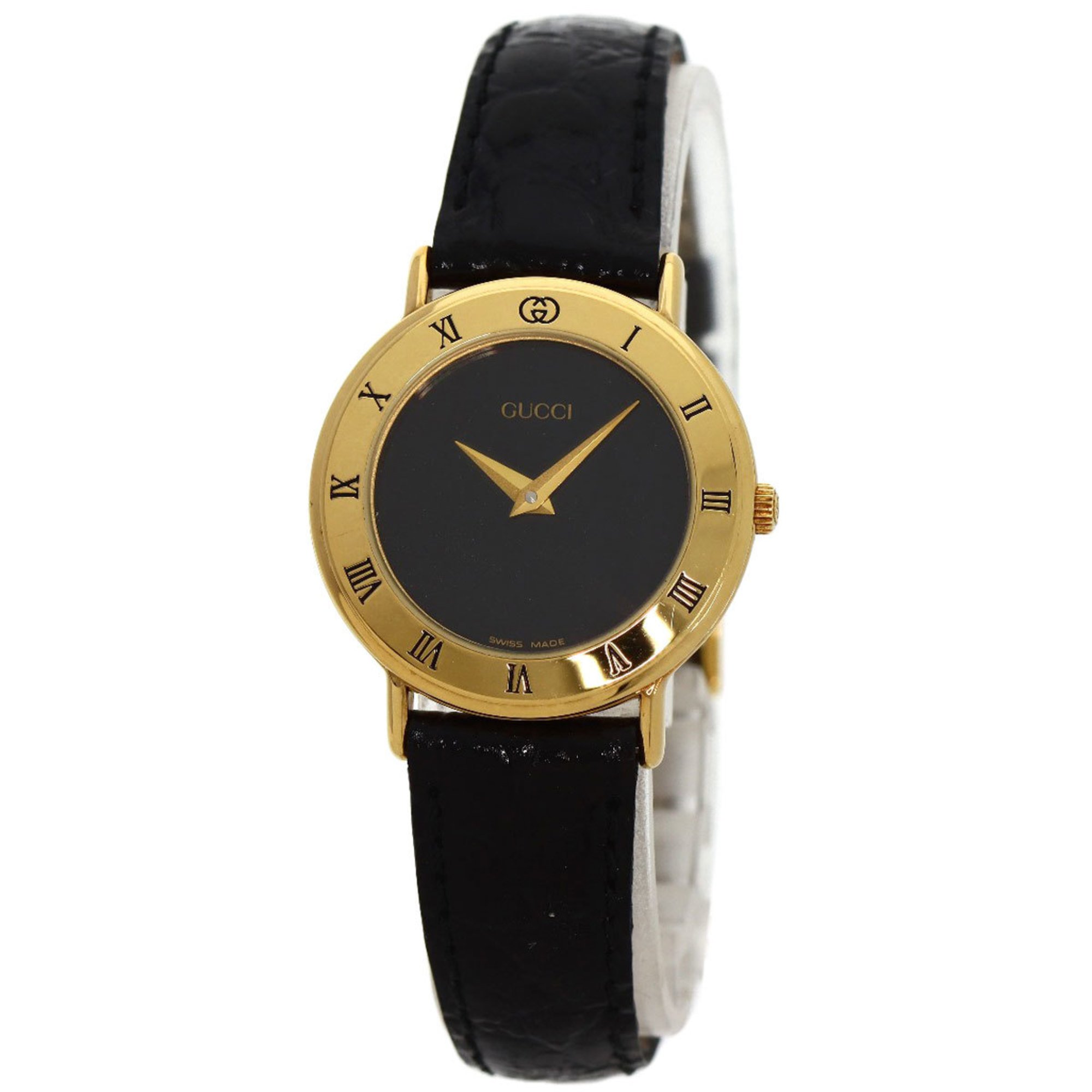 GUCCI 3000.2.L Watch GP Leather Ladies